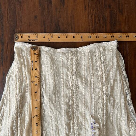 FREE PEOPLE Now & Then Maxi Skirt Cream Floral Lace Ruffled Cottagecore - Picture 14 of 15